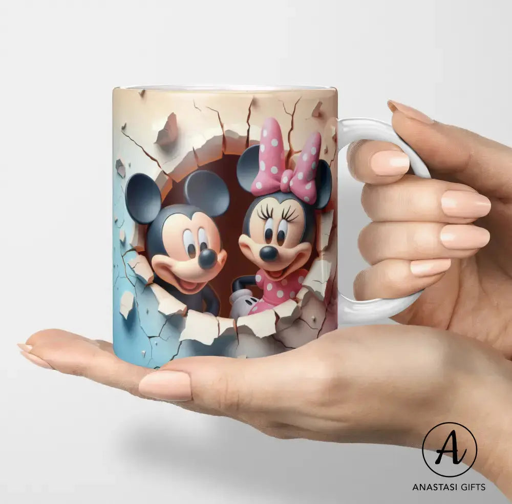 Mickey & Minnie - Ceramic Mugs - Vibrant 3D Printed-Anastasi Gifts