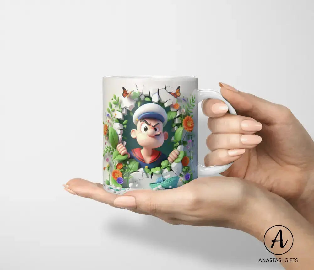 Popeye - Ceramic Mugs - Vibrant 3D Printed-Anastasi Gifts