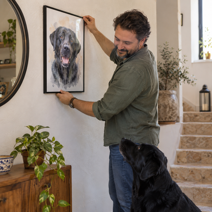 Custom Pet Watercolor Portraits Framed