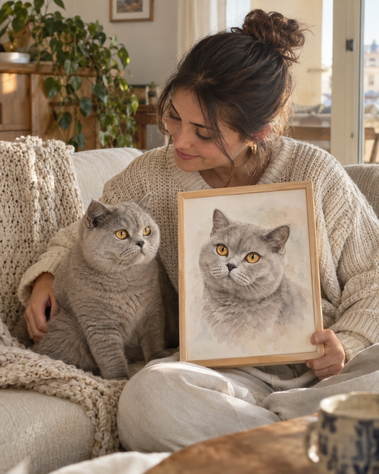 Custom Pet Watercolor Portraits Framed