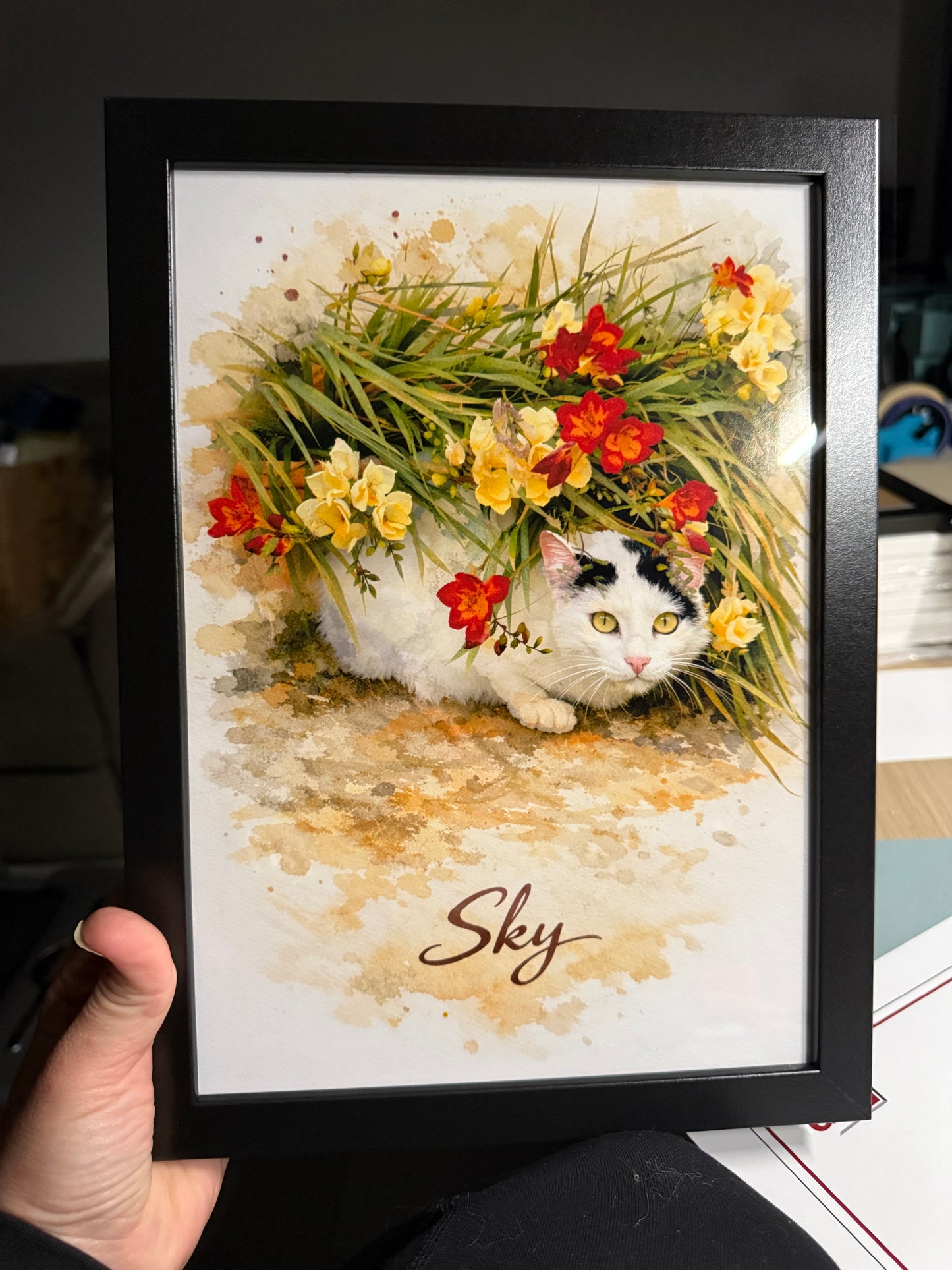 Custom Pet Watercolor Portraits Framed | Personalized Pet Artwork-Anastasi Gifts
