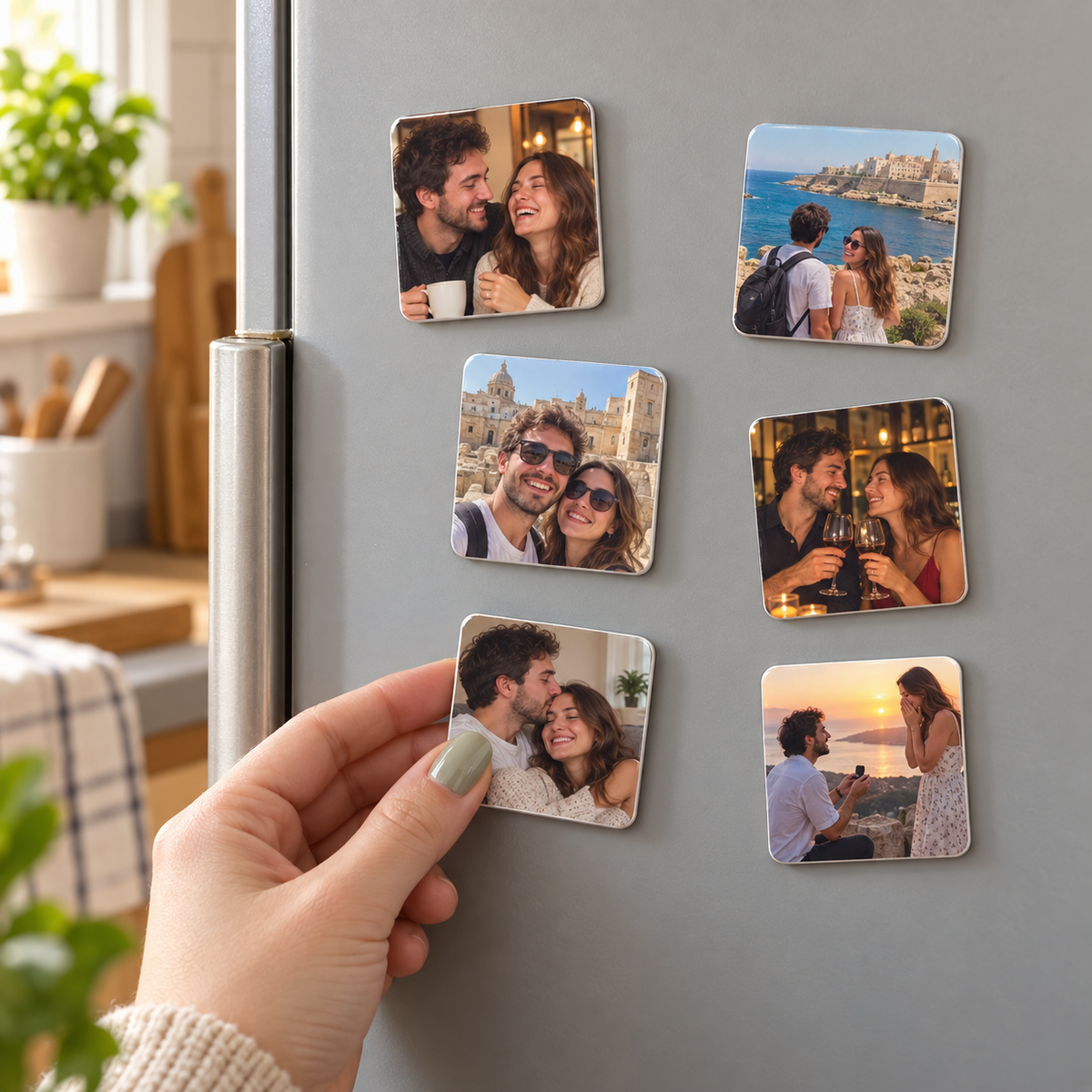 Personalised Couple Photo Magnet Set