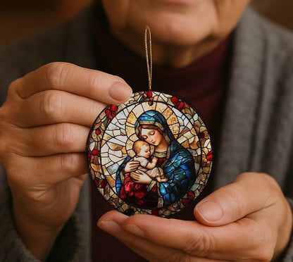 Stained GlassStyle Nativity Ceramic Ornaments-Anastasi Gifts