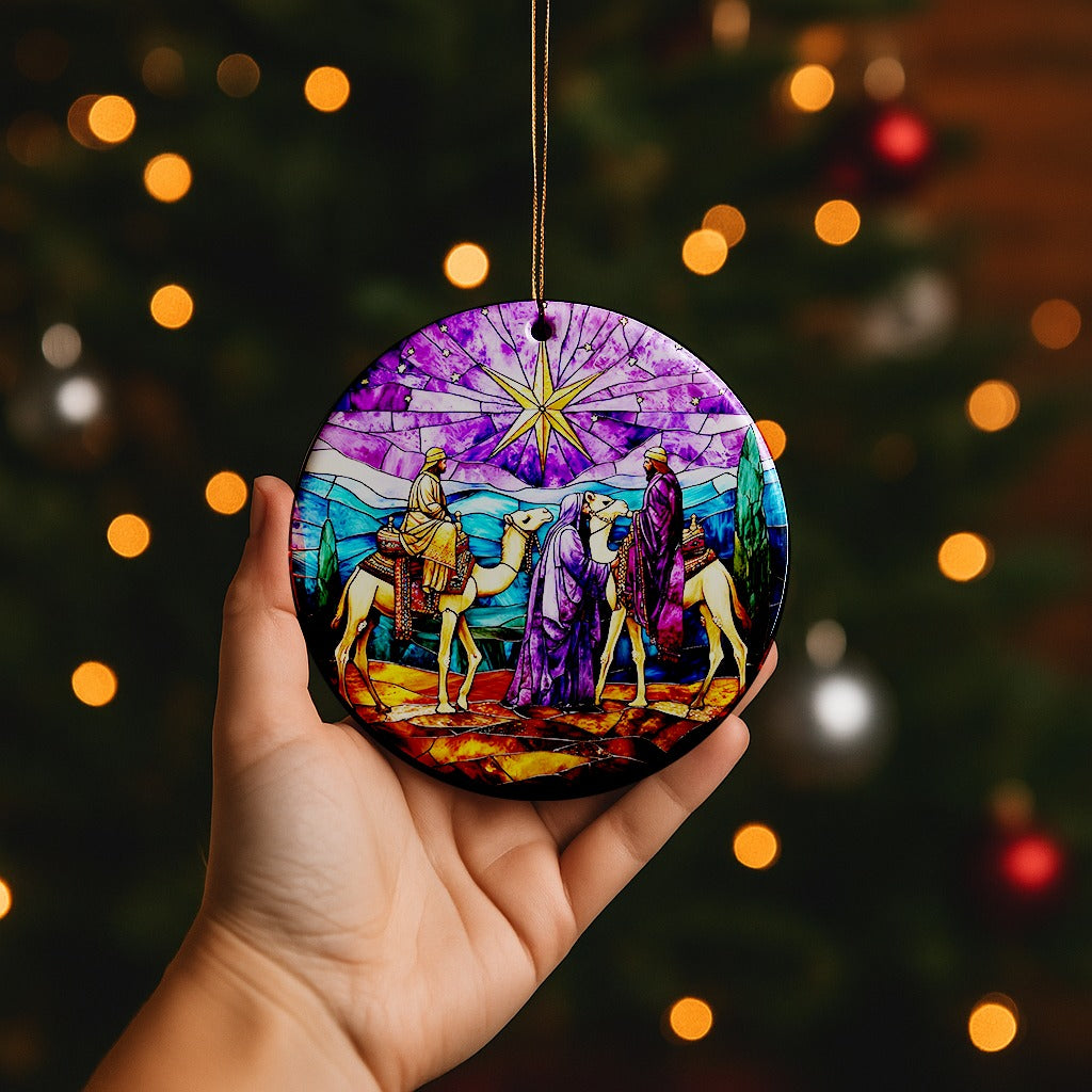 Stained GlassStyle Nativity Ceramic Ornaments-Anastasi Gifts