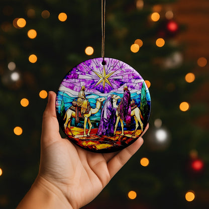 Stained GlassStyle Nativity Ceramic Ornaments-Anastasi Gifts