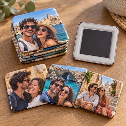 Personalised Couple Photo Magnet Set