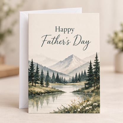Happy Father's Day Card – Landscape, A5 folded card with white envelope