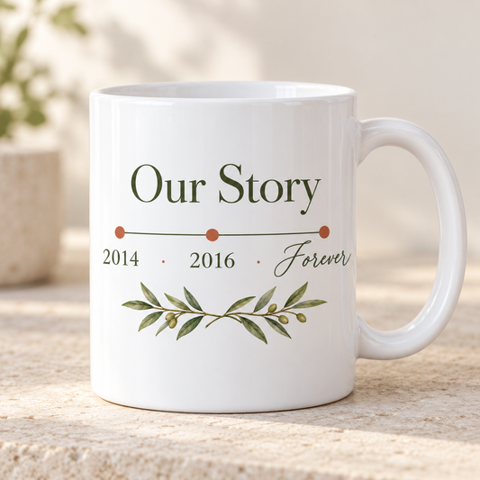 Personalised Love Timeline Mug, front view