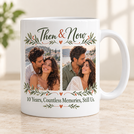Personalised Then & Now Photo Mug, front view