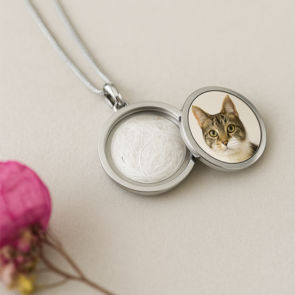 Personalized Pet Keepsake Pendant – Photo & Hair/Ash Capsule-Anastasi Gifts