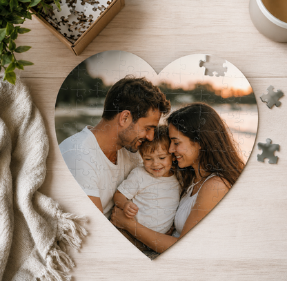 Custom Heart Photo Puzzle with Personalised Message