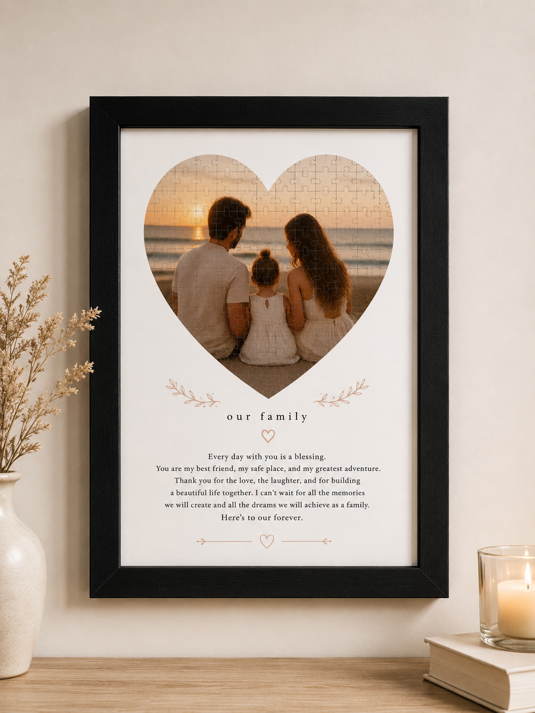 Custom Heart Photo Puzzle with Personalised Message