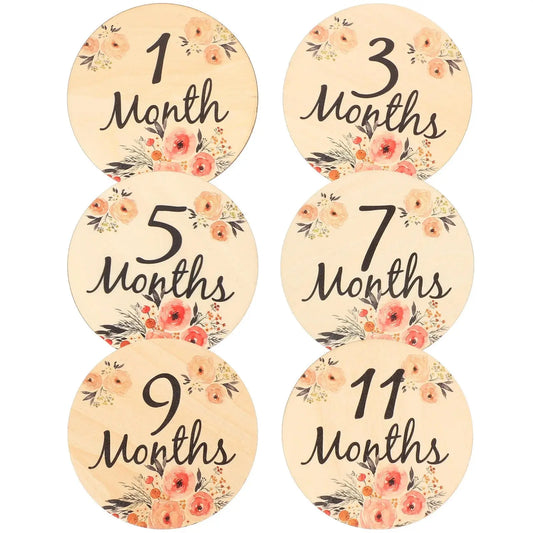 Wooden Flower Newborn Month Milestone Cards-Anastasi Gifts