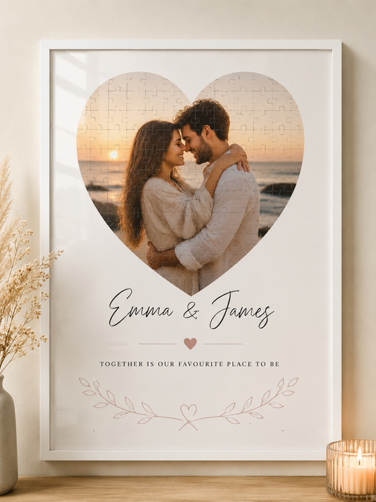 Custom Heart Photo Puzzle with Personalised Message