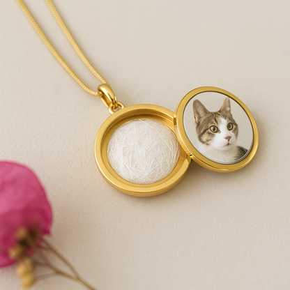 Personalized Pet Keepsake Pendant – Photo & Hair/Ash Capsule-Anastasi Gifts