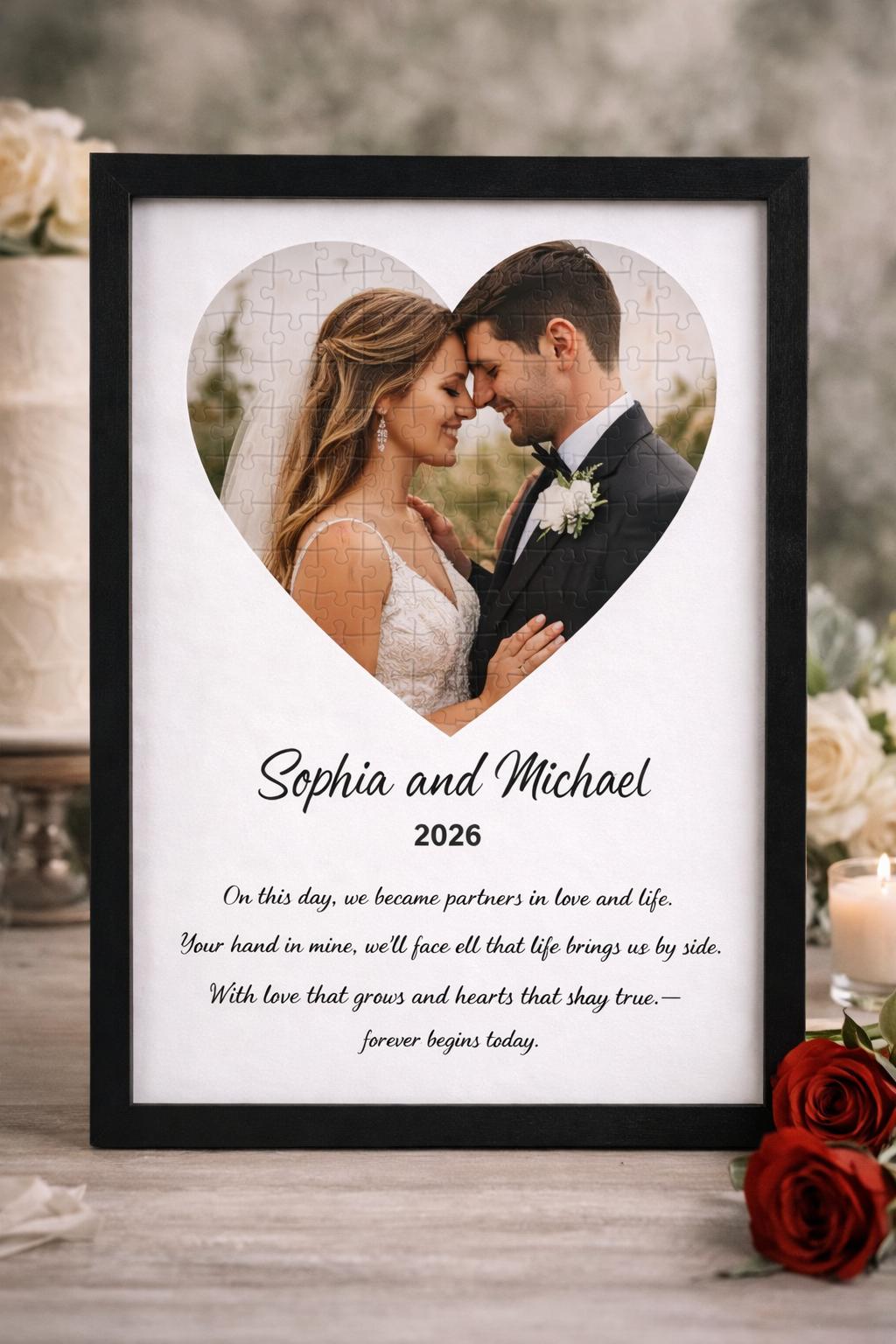 Custom Heart Photo Puzzle with Personalised Message-Anastasi Gifts