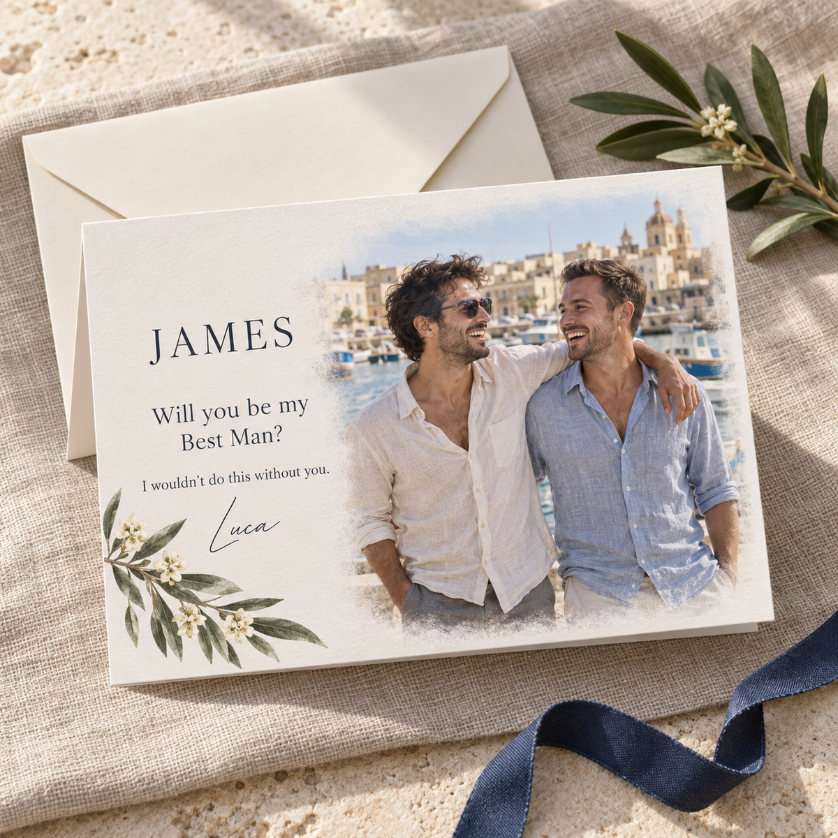 Personalised Best Man proposal card using a favourite photograph