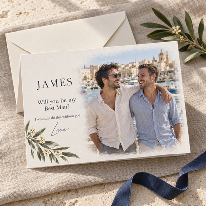 Personalised Best Man proposal card using a favourite photograph