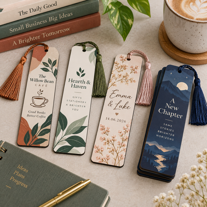 Custom branded bookmarks for businesses, events and book launches