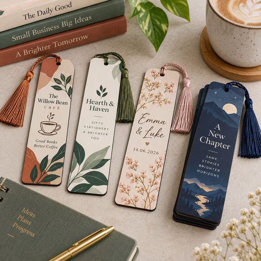 Custom branded bookmarks for businesses, events and book launches