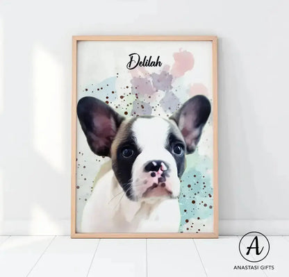 Custom Pet Watercolor Portraits Framed | Personalized Pet Artwork-Anastasi Gifts