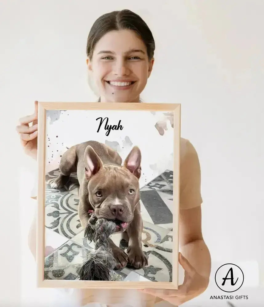 Custom Pet Watercolor Portraits Framed | Personalized Pet Artwork-Anastasi Gifts