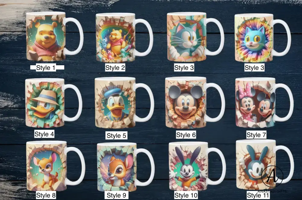 Disney Ceramic Mugs | 3D-Effect Prints-Anastasi Gifts