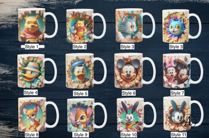 Disney Ceramic Mugs | 3D-Effect Prints-Anastasi Gifts