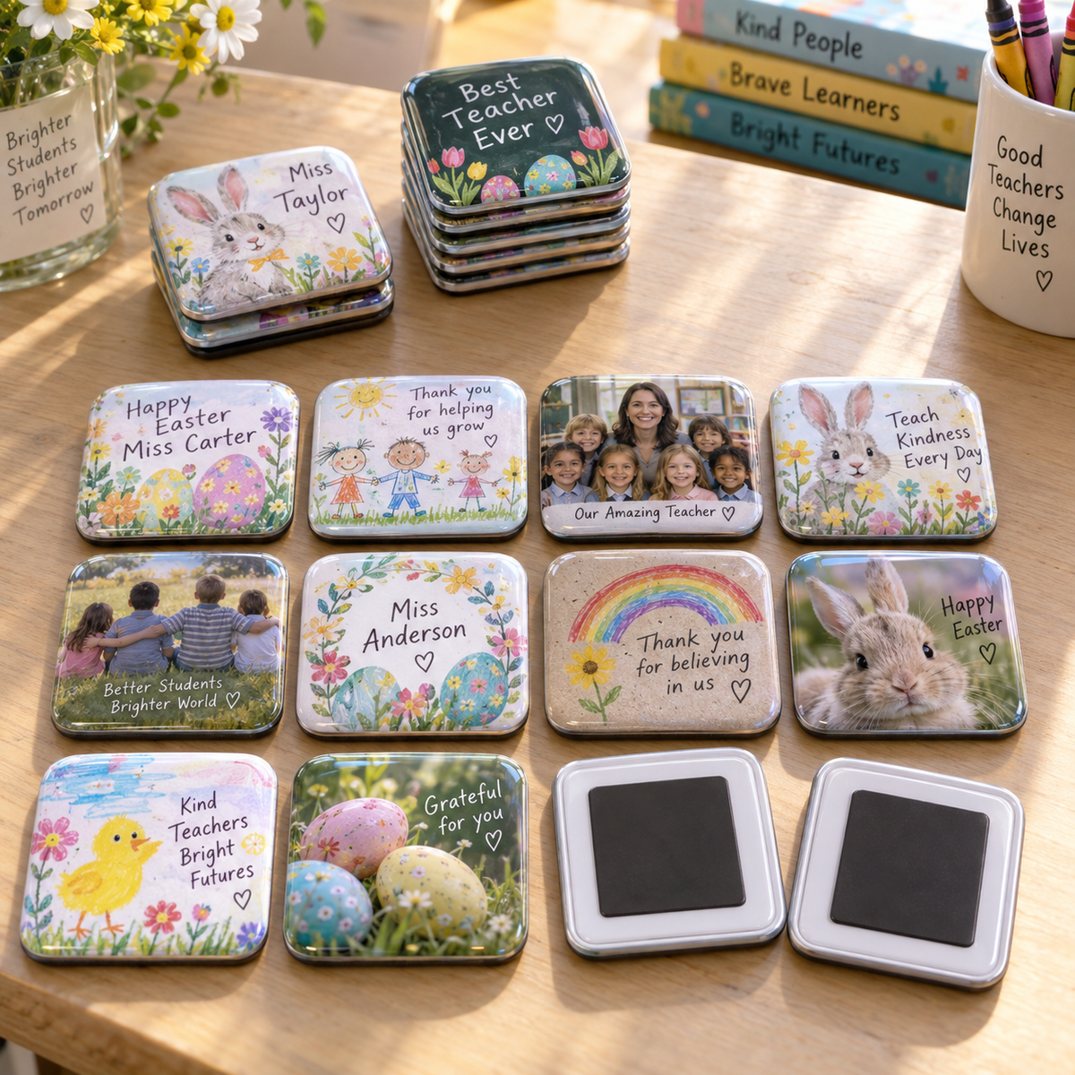 Personalised Easter teacher magnet sets in different quantities