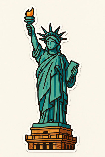 New York Iconic Landmarks Sticker- - Statue of Liberty, Empire State, Brooklyn Bridge, Time Square, Chrysler Building & Grand Central-Anastasi Gifts
