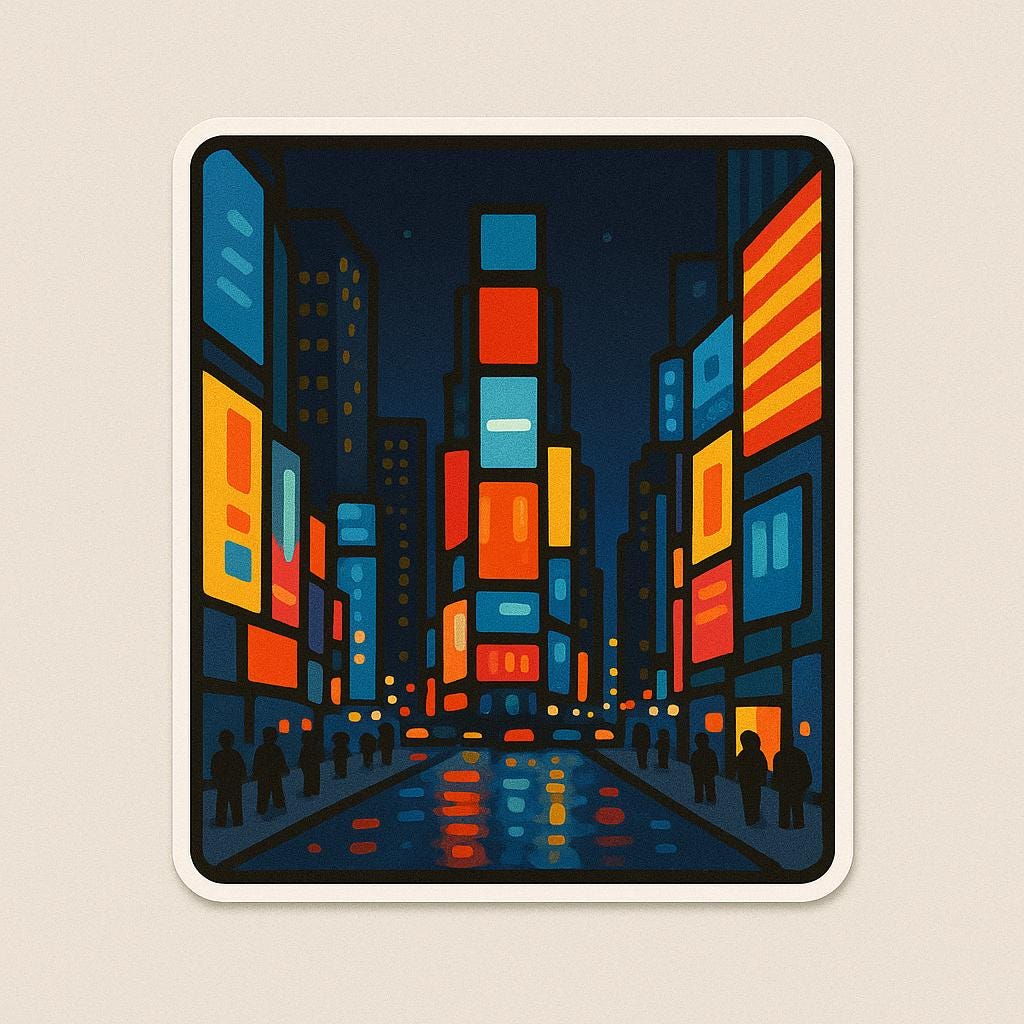 New York Iconic Landmarks Sticker- - Statue of Liberty, Empire State, Brooklyn Bridge, Time Square, Chrysler Building & Grand Central-Anastasi Gifts