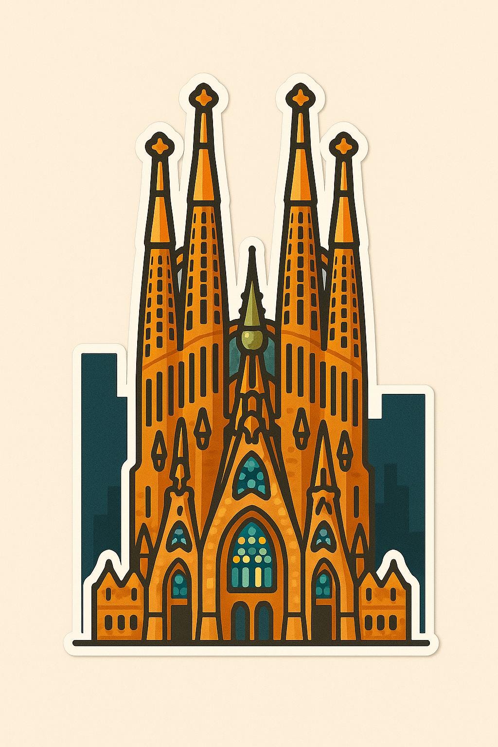 Barcelona Iconic Sticker - Park Gell, La Rambla Street, La Sagrada Famlia, Casa Batll-Anastasi Gifts