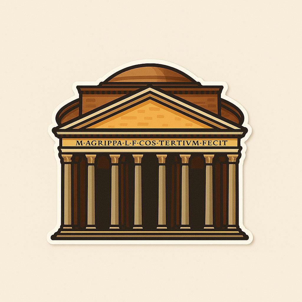 Rome Iconic Stickers | Italy Travel Stickers | Colosseum, Trevi Fountain, Pantheon, St. Peters Basilica, Spanish Steps| European Landmark-Anastasi Gifts