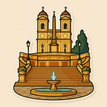 Rome Iconic Stickers | Italy Travel Stickers | Colosseum, Trevi Fountain, Pantheon, St. Peters Basilica, Spanish Steps| European Landmark-Anastasi Gifts