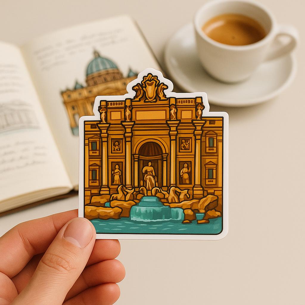 Rome Iconic Stickers | Italy Travel Stickers | Colosseum, Trevi Fountain, Pantheon, St. Peters Basilica, Spanish Steps| European Landmark-Anastasi Gifts