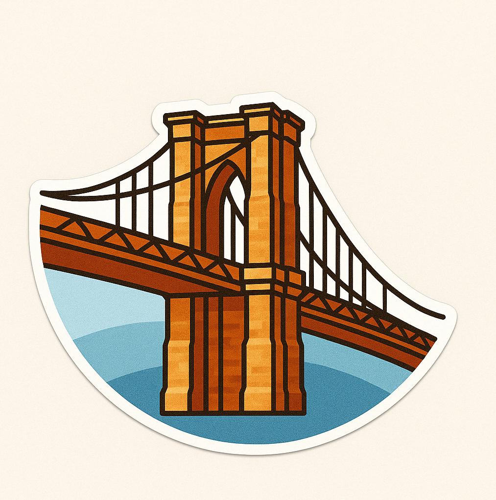 New York Iconic Landmarks Sticker- - Statue of Liberty, Empire State, Brooklyn Bridge, Time Square, Chrysler Building & Grand Central-Anastasi Gifts