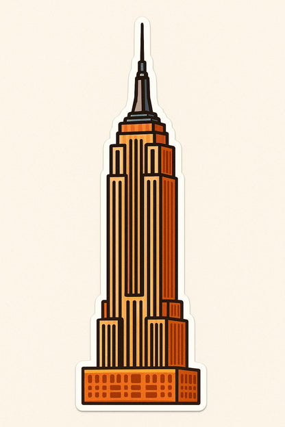 New York Iconic Landmarks Sticker- - Statue of Liberty, Empire State, Brooklyn Bridge, Time Square, Chrysler Building & Grand Central-Anastasi Gifts