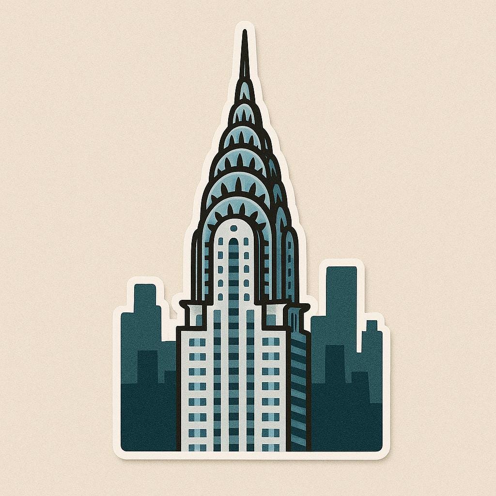 New York Iconic Landmarks Sticker- - Statue of Liberty, Empire State, Brooklyn Bridge, Time Square, Chrysler Building & Grand Central-Anastasi Gifts