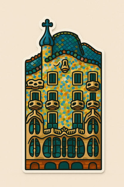 Barcelona Iconic Sticker - Park Gell, La Rambla Street, La Sagrada Famlia, Casa Batll-Anastasi Gifts