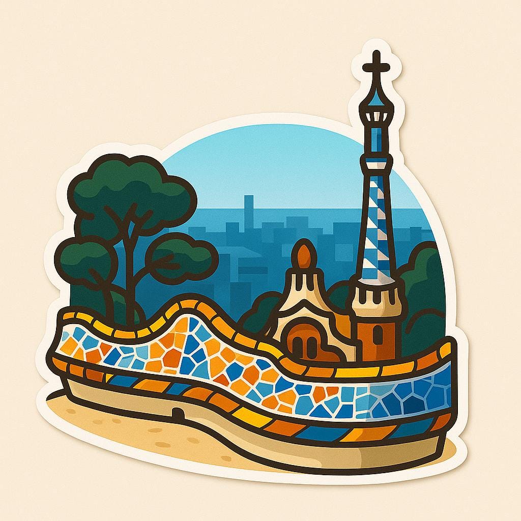 Barcelona Iconic Sticker - Park Gell, La Rambla Street, La Sagrada Famlia, Casa Batll-Anastasi Gifts