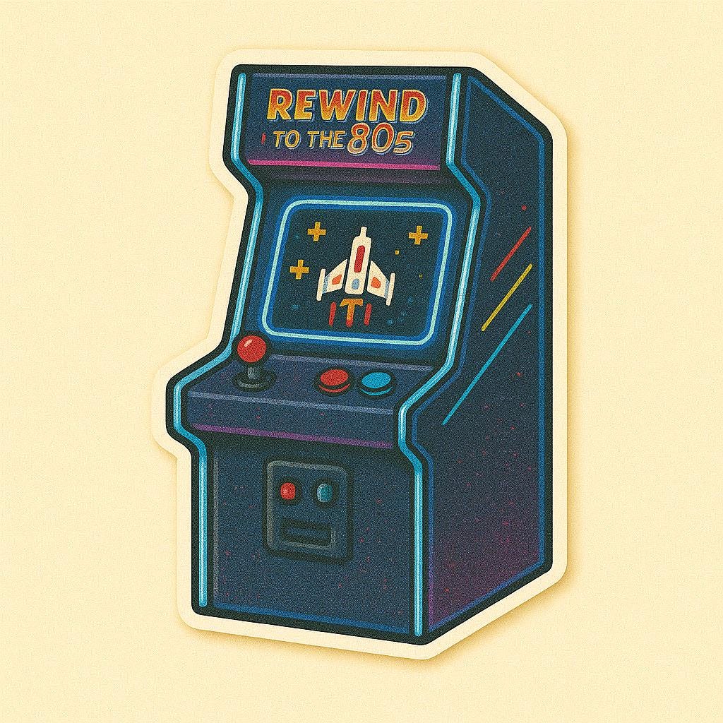 1980s Iconic Stickers Rewind to the 80s - Cassette Tape Walkman Roller Skates VHS Arcade Boombox-Anastasi Gifts