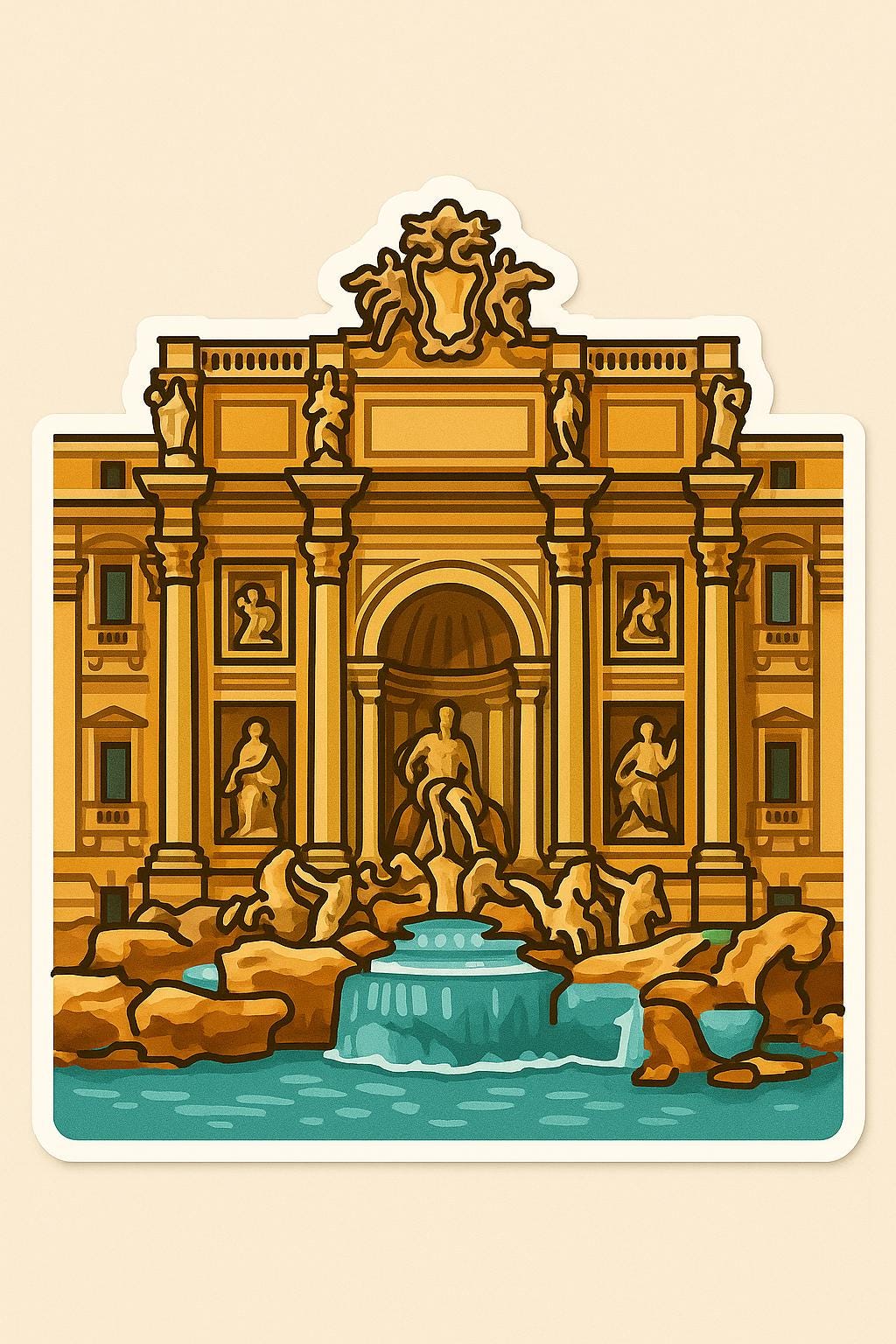 Rome Iconic Stickers | Italy Travel Stickers | Colosseum, Trevi Fountain, Pantheon, St. Peters Basilica, Spanish Steps| European Landmark-Anastasi Gifts