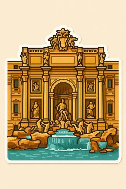 Rome Iconic Stickers | Italy Travel Stickers | Colosseum, Trevi Fountain, Pantheon, St. Peters Basilica, Spanish Steps| European Landmark-Anastasi Gifts
