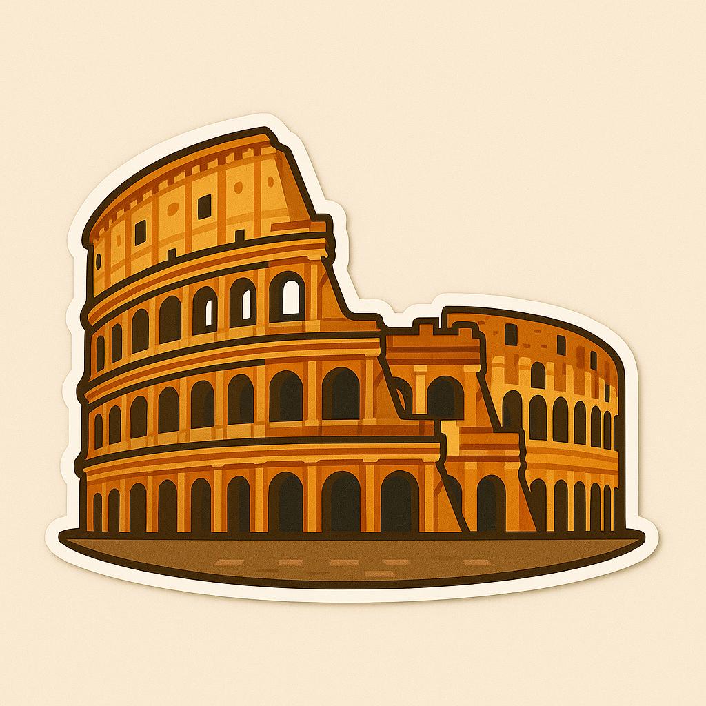 Rome Iconic Stickers | Italy Travel Stickers | Colosseum, Trevi Fountain, Pantheon, St. Peters Basilica, Spanish Steps| European Landmark-Anastasi Gifts
