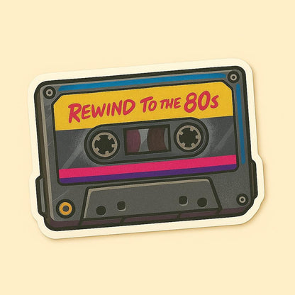 1980s Iconic Stickers Rewind to the 80s - Cassette Tape Walkman Roller Skates VHS Arcade Boombox-Anastasi Gifts