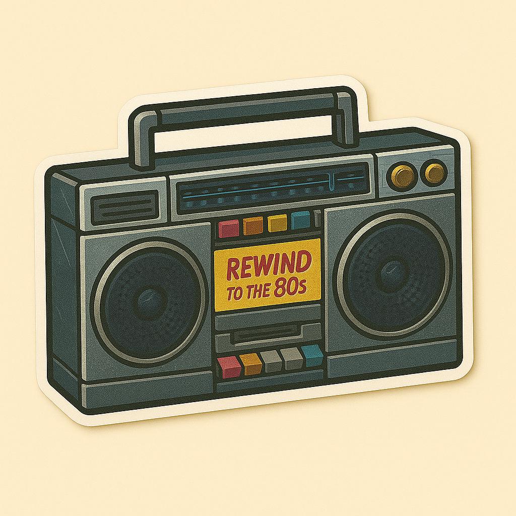 1980s Iconic Stickers Rewind to the 80s - Cassette Tape Walkman Roller Skates VHS Arcade Boombox-Anastasi Gifts