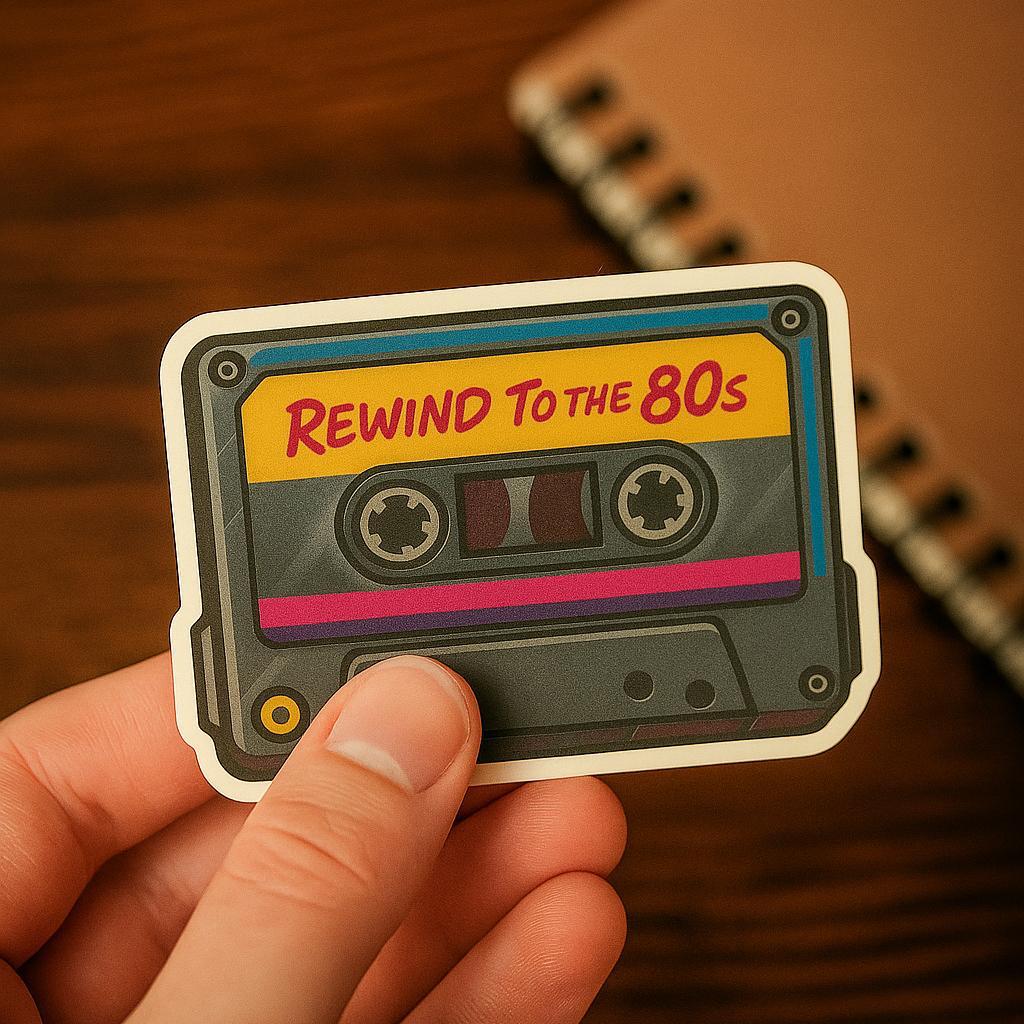 1980s Iconic Stickers Rewind to the 80s - Cassette Tape Walkman Roller Skates VHS Arcade Boombox-Anastasi Gifts