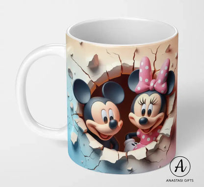 Mickey & Minnie - Ceramic Mugs - Vibrant 3D Printed-Anastasi Gifts