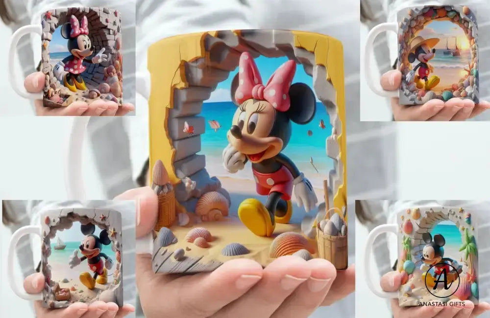 Mickey & Minnie Vacation - Ceramic Mugs - Vibrant 3D Print-Anastasi Gifts