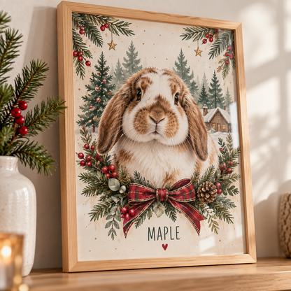 Personalised Christmas illustration frame created from multiple pet photos